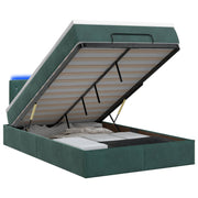 Ottoman bed 120x190 cm donkergroen met LED matras