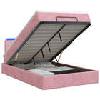 Ottoman bed 120x190 cm roze met matras en LED