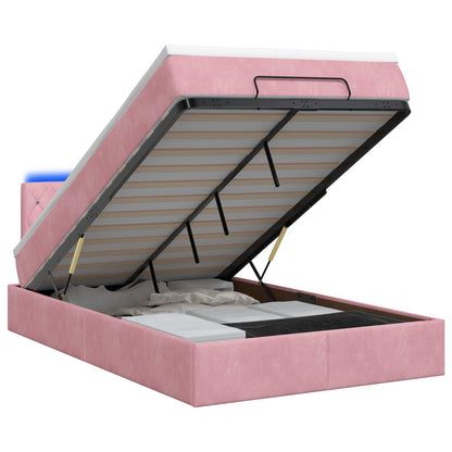 Ottoman Bed met Matrassen en LED Roze 120 x 190 cm fluweel