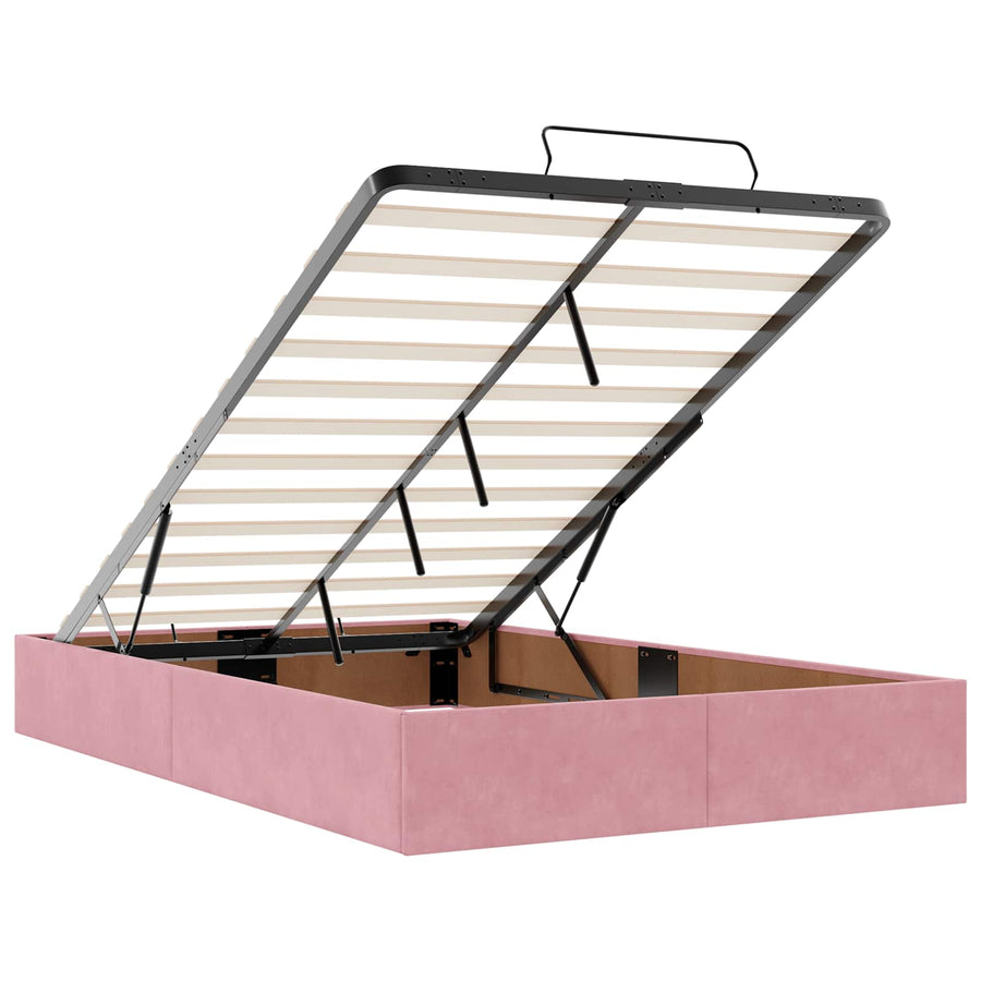 Ottoman Bed met Matrassen en LED Roze 120 x 190 cm fluweel