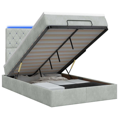 Ottoman Bed met Matrassen en LED Lichtgrijs 120 x 200 cm