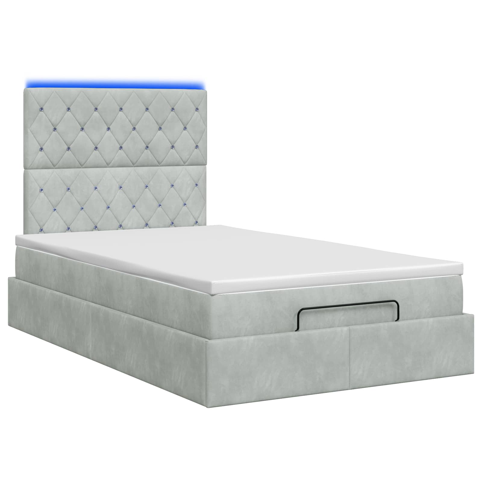 Ottoman Bed met Matrassen en LED Lichtgrijs 120 x 200 cm