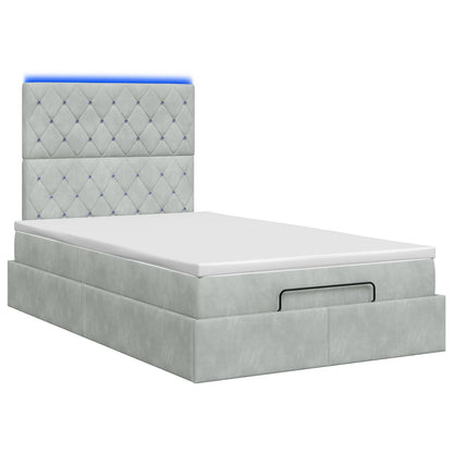 Ottoman Bed met Matrassen en LED Lichtgrijs 120 x 200 cm