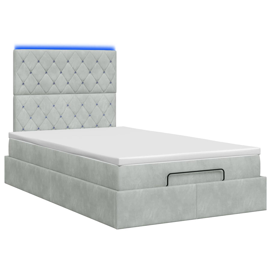 Ottoman Bed met Matrassen en LED Lichtgrijs 120 x 200 cm