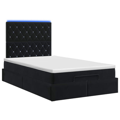 Ottoman Bed met Matrassen en LED Zwart 120 x 200 cm fluweel