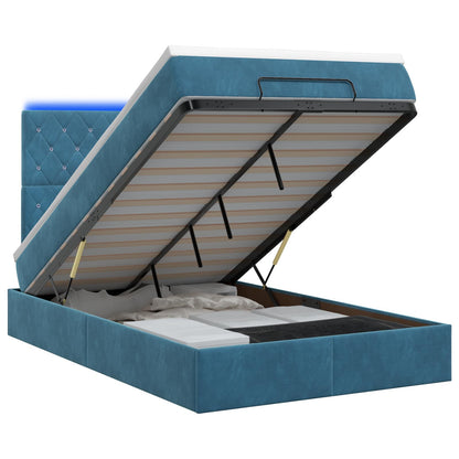 Ottoman Bed met Matrassen en LED Donkerblauw 120 x 200 cm