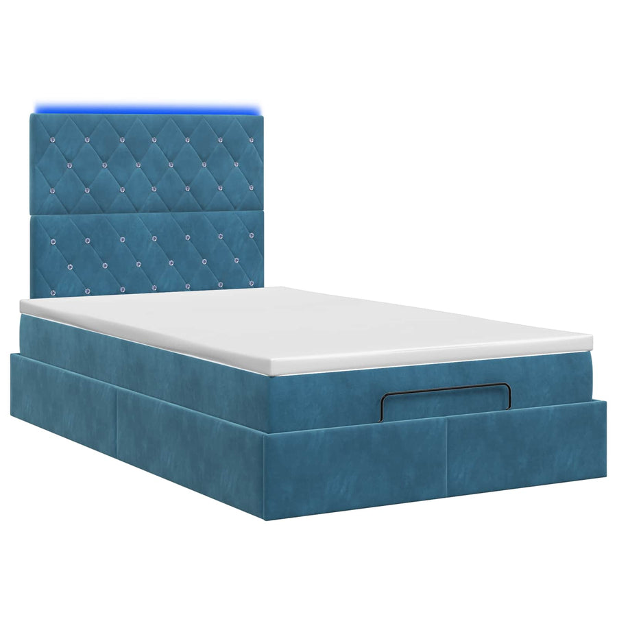 Ottoman Bed met Matrassen en LED Donkerblauw 120 x 200 cm