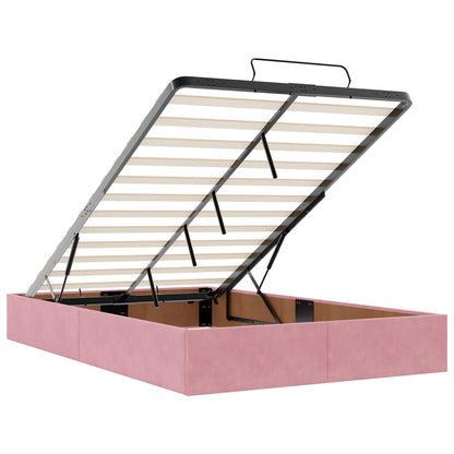 Ottoman Bed met Matrassen en LED Roze 120 x 200 cm fluweel