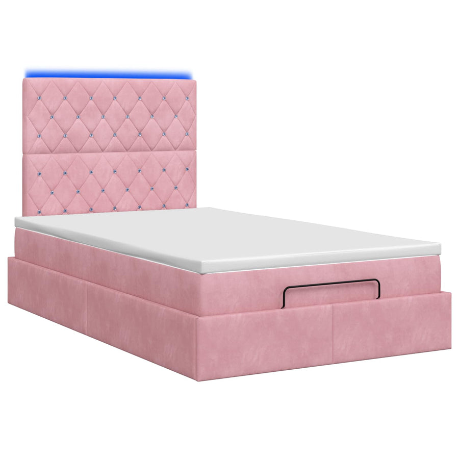 Ottoman Bed met Matrassen en LED Roze 120 x 200 cm fluweel