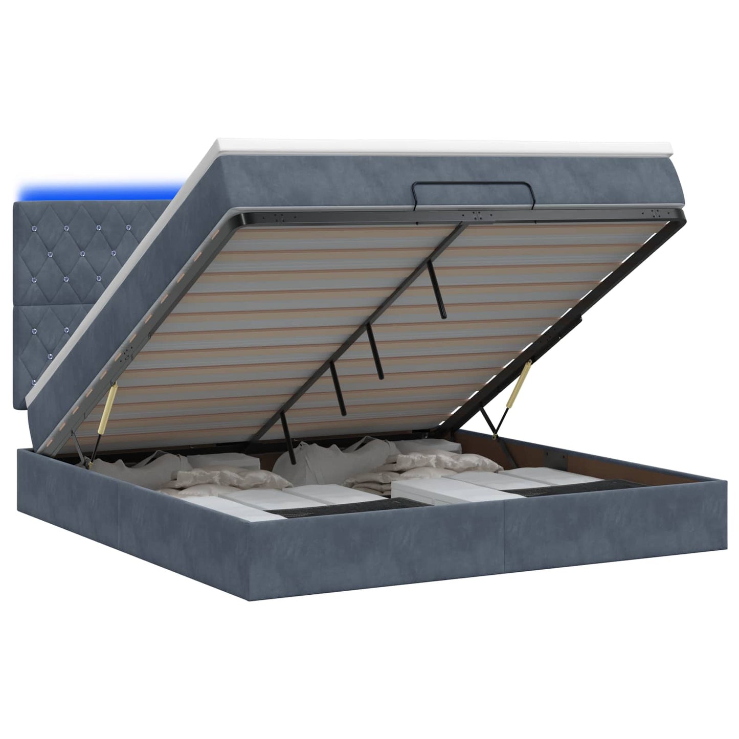 Ottoman Bed met Matrassen en LED Donkergrijs 140 x 190 cm