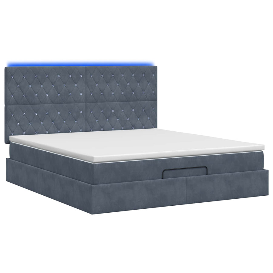 Ottoman Bed met Matrassen en LED Donkergrijs 140 x 190 cm