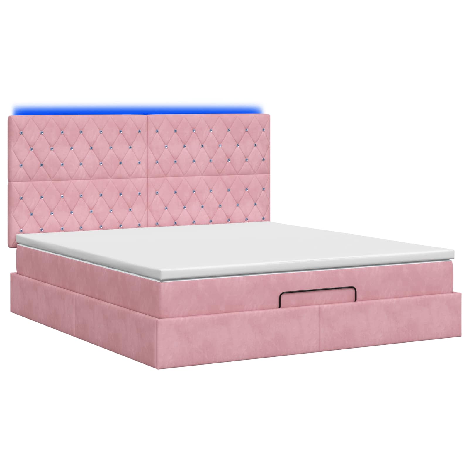 Ottoman Bed met Matrassen en LED Roze 140 x 190 cm fluweel