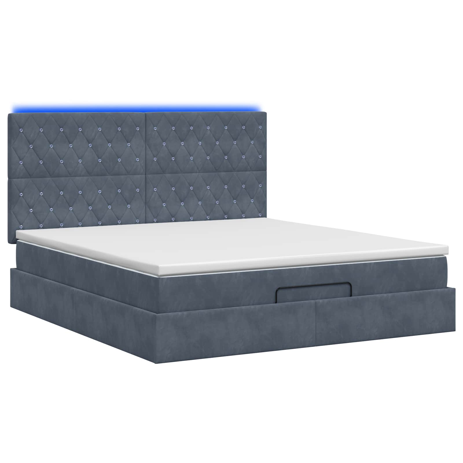 Ottoman Bed met Matrassen en LED Donkergrijs 140 x 200 cm