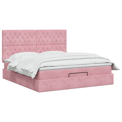 Ottoman Bed met Matrassen en LED Roze 140 x 200 cm fluweel