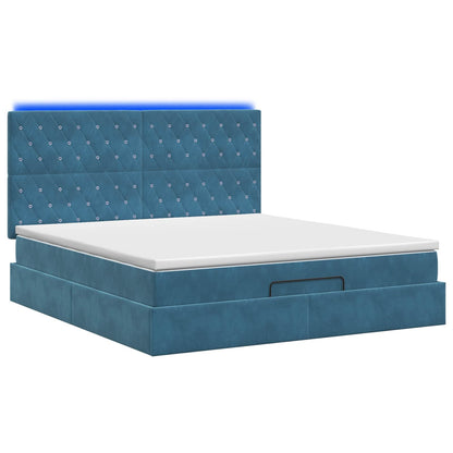 Ottoman Bed met Matrassen en LED Donkerblauw 160 x 200 cm