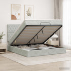 Ottoman bed 180x200 cm lichtgrijs met matras en LED