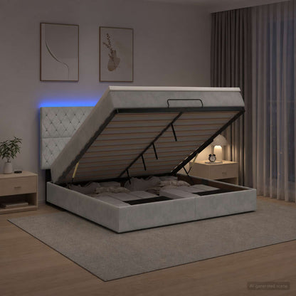 Ottoman Bed met Matrassen en LED Lichtgrijs 180 x 200 cm