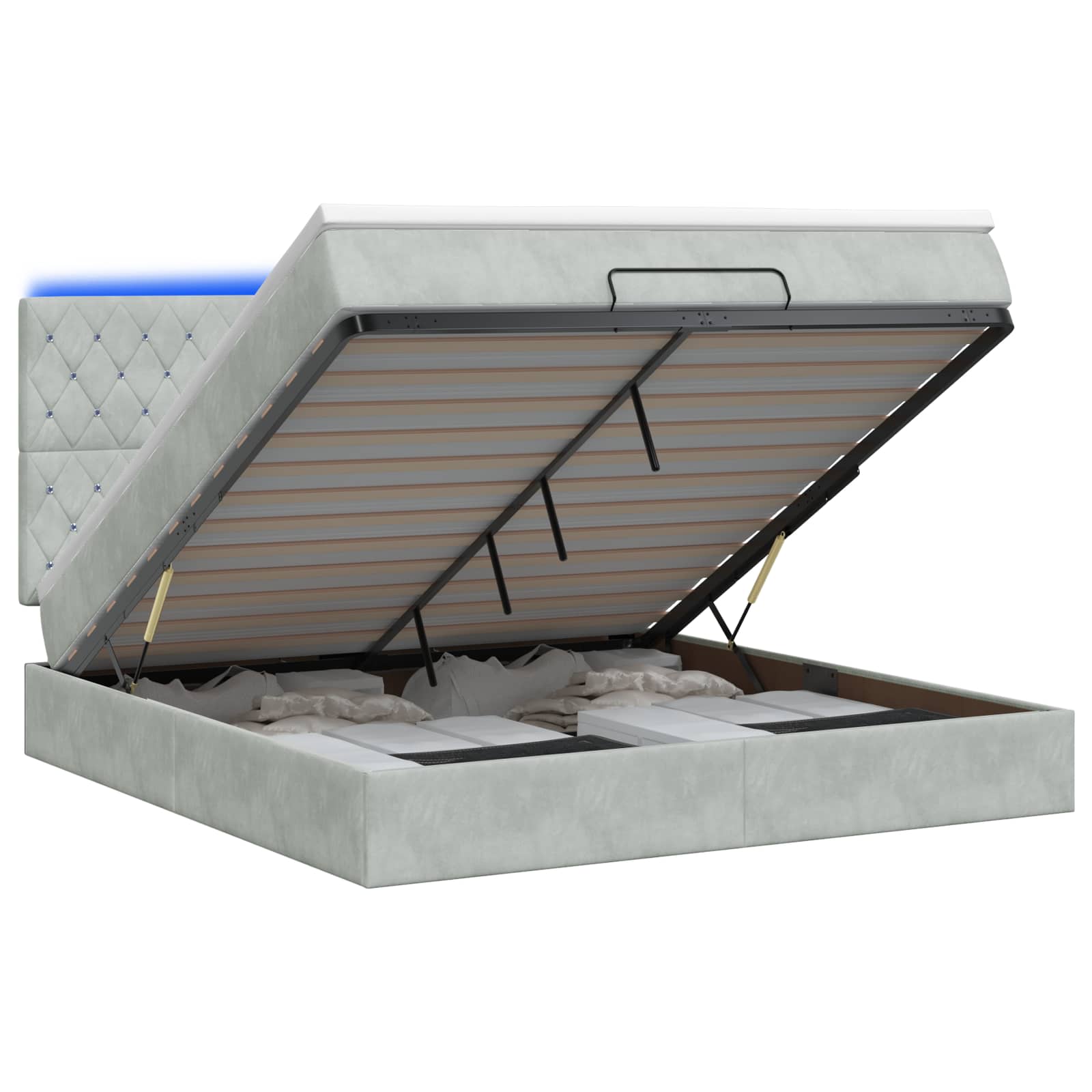 Ottoman Bed met Matrassen en LED Lichtgrijs 180 x 200 cm