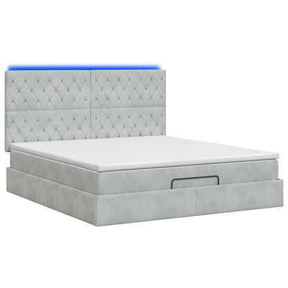 Ottoman Bed met Matrassen en LED Lichtgrijs 180 x 200 cm