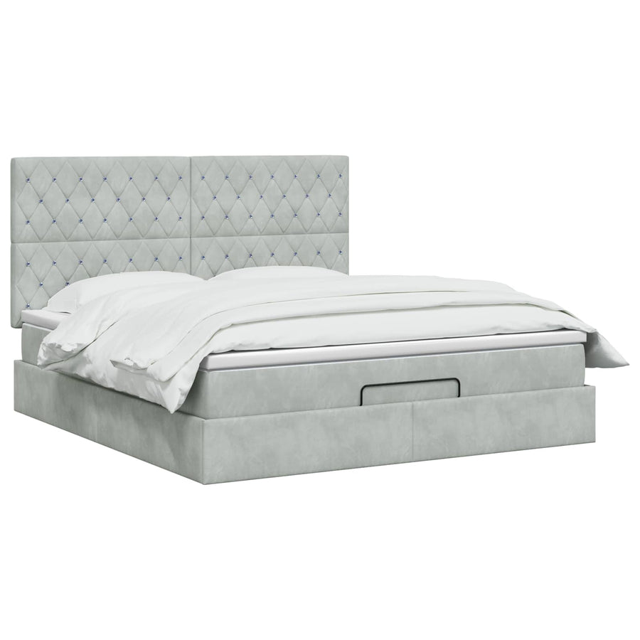Ottoman Bed met Matrassen en LED Lichtgrijs 180 x 200 cm