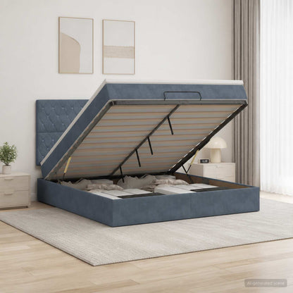 Ottoman bed met matras Donkergrijs 180 x 200 cm Fluweel