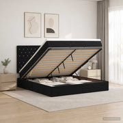 Ottoman bed met matras 180x200 cm zwart fluweel