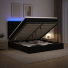 Ottoman bed 140x190 cm zwart fluweel met opbergruimte en LED