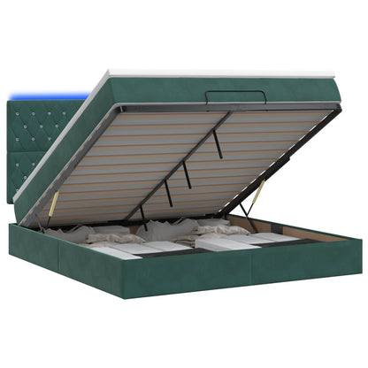 Ottoman Bed met Matrassen en LED Donkergroen 180 x 200 cm