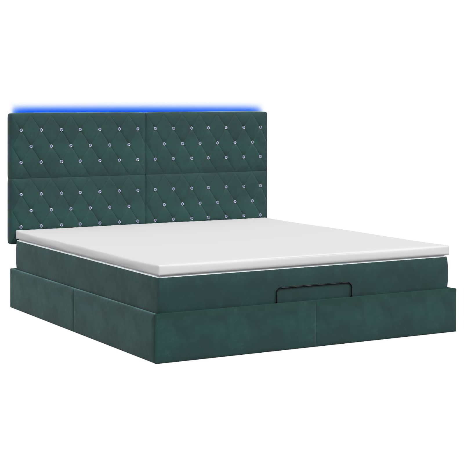 Ottoman Bed met Matrassen en LED Donkergroen 180 x 200 cm