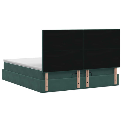 Ottoman Bed met Matrassen en LED Donkergroen 180 x 200 cm