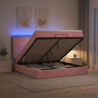 Ottoman bed 140x190 cm roze met matras LED