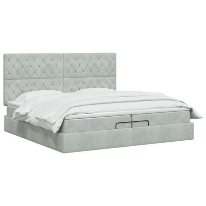 Ottoman Bed met Matrassen en LED Lichtgrijs 200 x 200 cm
