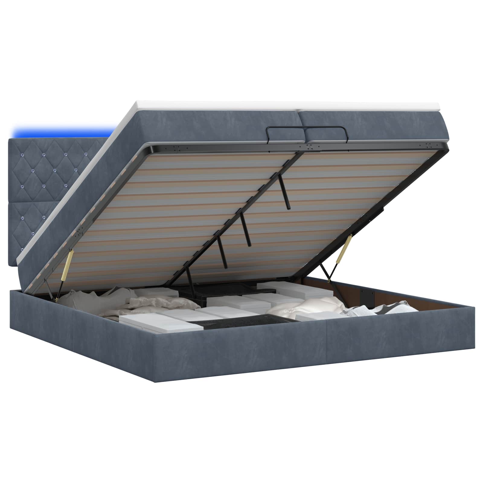 Ottoman Bed met Matrassen en LED Donkergrijs 200 x 200 cm