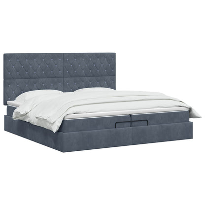 Ottoman Bed met Matrassen en LED Donkergrijs 200 x 200 cm