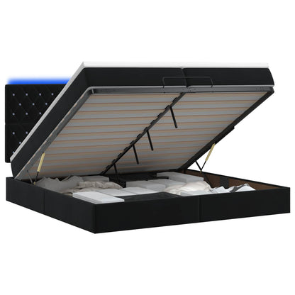 Ottoman Bed met Matrassen en LED Zwart 200 x 200 cm fluweel