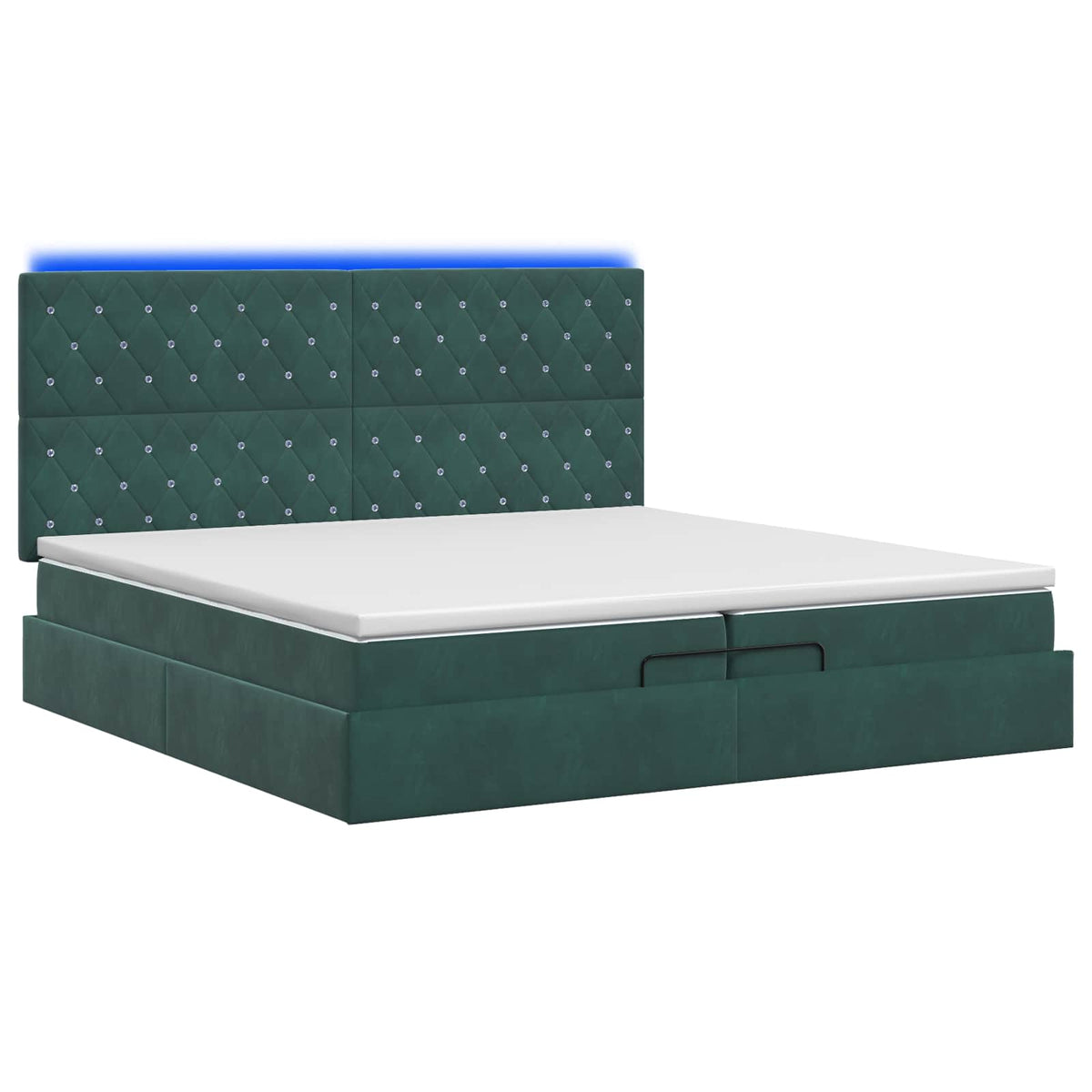 Ottoman Bed met Matrassen en LED Donkergroen 200 x 200 cm