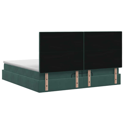 Ottoman Bed met Matrassen en LED Donkergroen 200 x 200 cm