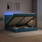 Ottoman bed 200x200 cm donkerblauw met matras en led