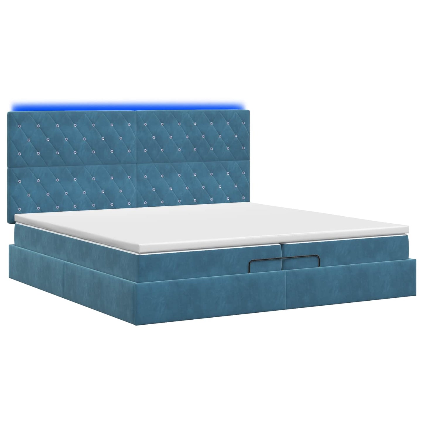 Ottoman Bed met Matrassen en LED Donkerblauw 200 x 200 cm
