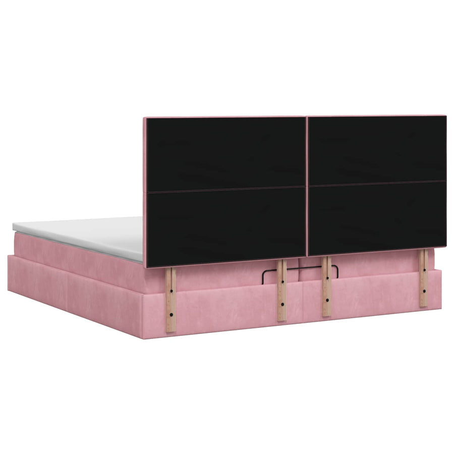 Ottoman Bed met Matrassen en LED Roze 200 x 200 cm fluweel