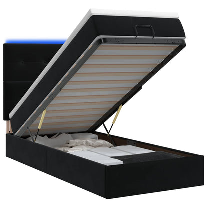 Ottoman Bed met Matrassen en LED Zwart 80 x 200 cm fluweel