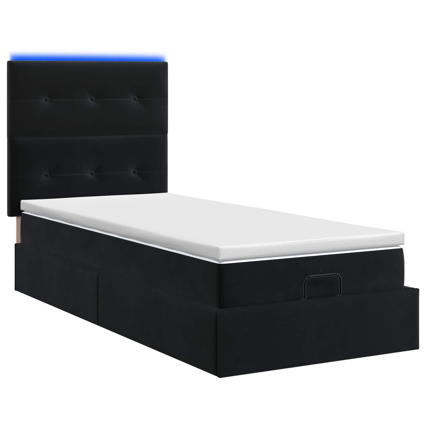 Ottoman Bed met Matrassen en LED Zwart 80 x 200 cm fluweel