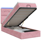 Ottoman bed 90x190 cm roze met matras en LED