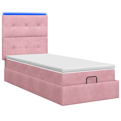 Ottoman Bed met Matrassen en LED Roze 90 x 190 cm fluweel
