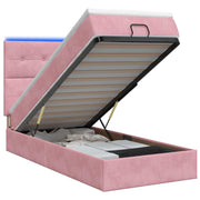 Ottoman bed roze 90x200 cm met opbergruimte en led