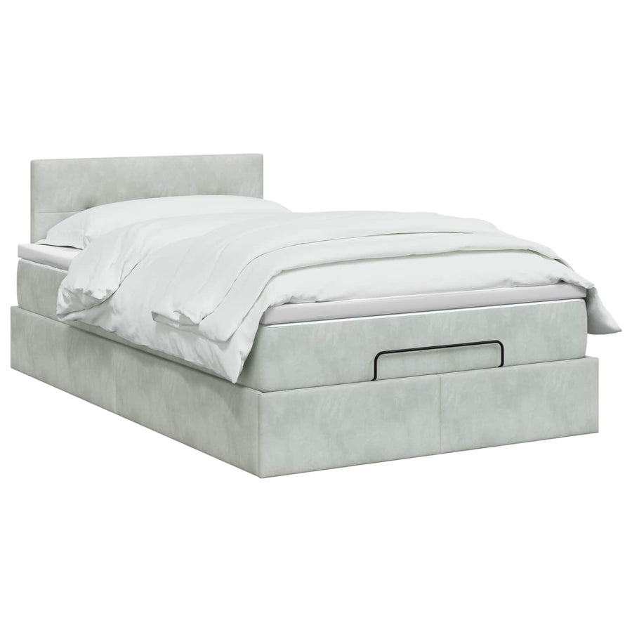Ottoman Bed met Matrassen en LED Lichtgrijs 120 x 190 cm