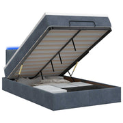 Ottoman bed 120x190 cm donkergrijs met matras en led