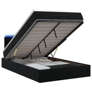 Ottoman bed zwart 120x190 cm met matras en LED