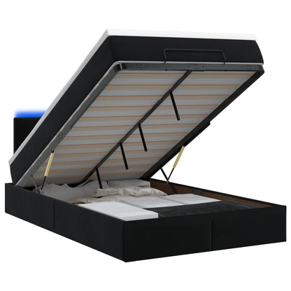 Ottoman Bed met Matrassen en LED Zwart 120 x 190 cm fluweel