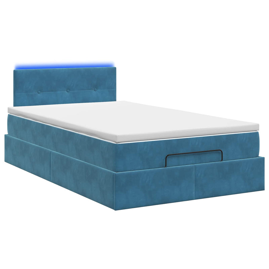 Ottoman Bed met Matrassen en LED Donkerblauw 120 x 190 cm